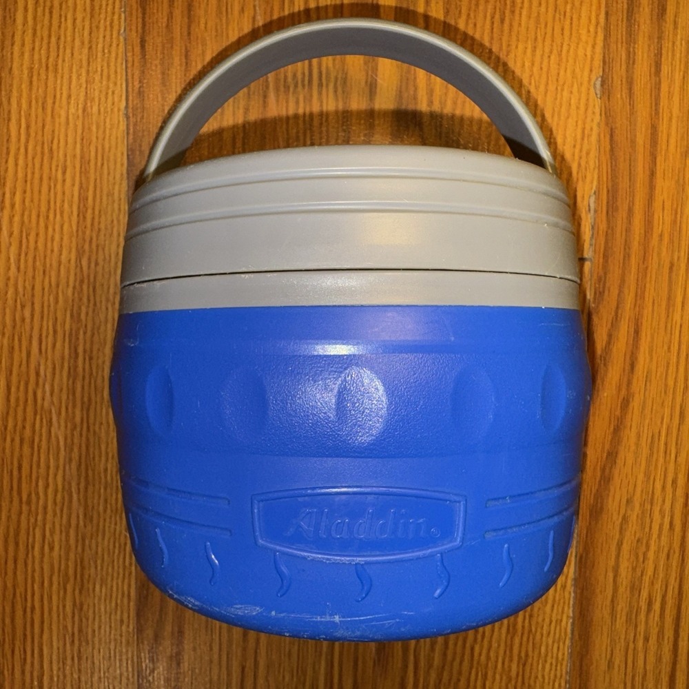 Vintage Aladdin Blue 24oz Travel Divided Microwave Hot Food Storage Container